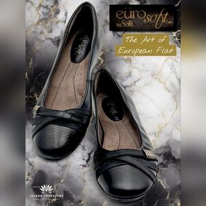 EuroSoft Shaina Sz 8M Cushioned Black Women's Flats